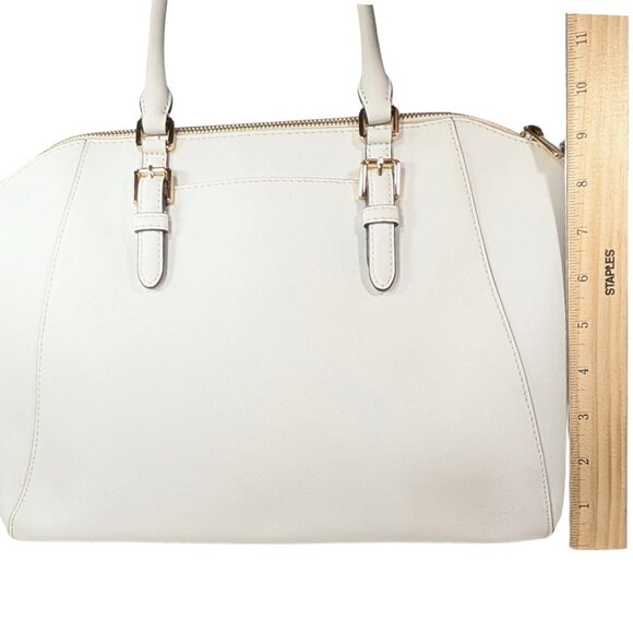 Michael Kors Ciara White Studded Saffiano Leather Convertible Satchel Crossbody - Picture 3 of 10